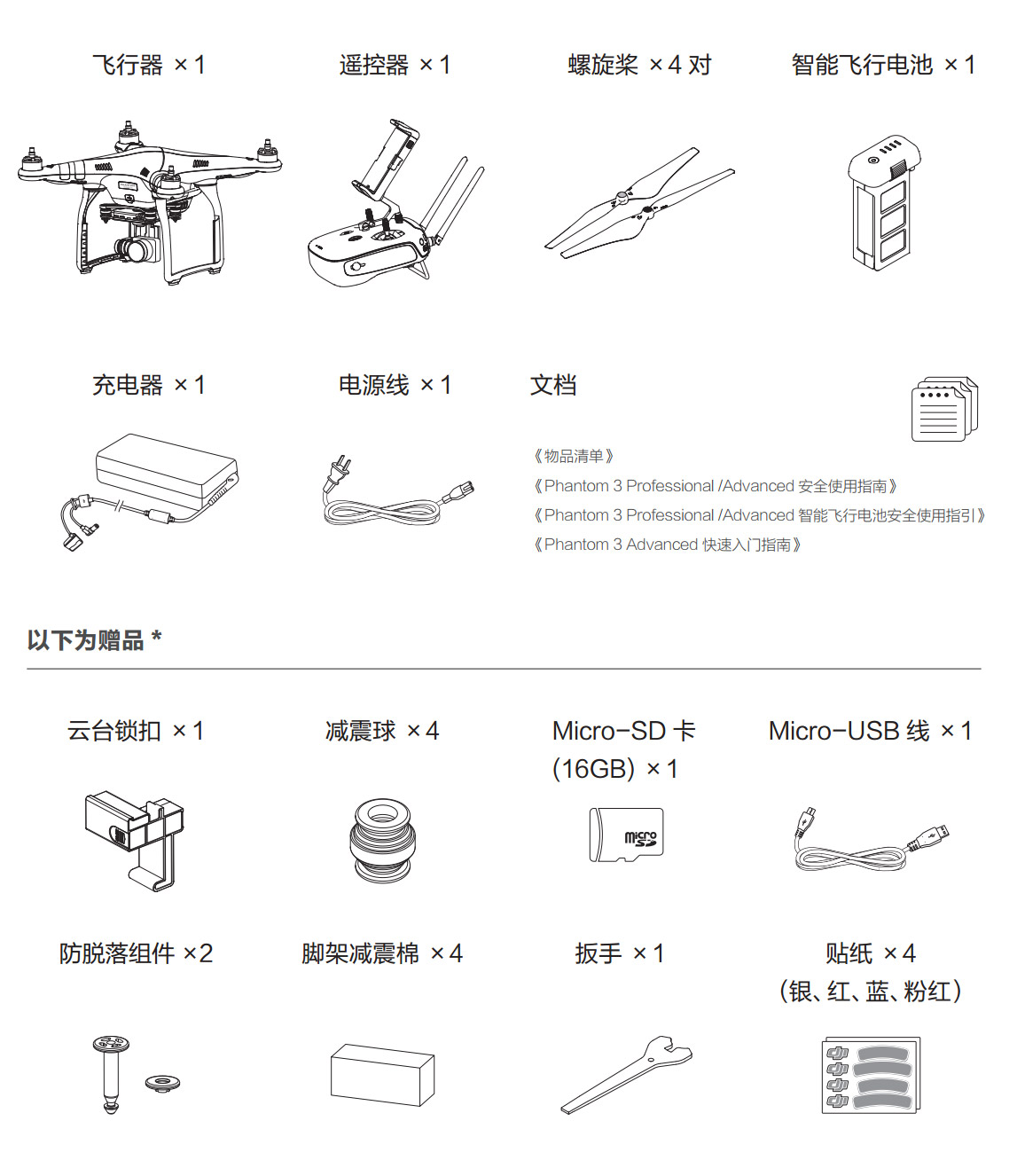 DJI Phantom 3 Advanced GPS智能航拍多軸飛行器全套裝